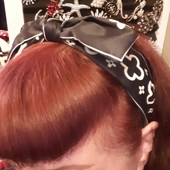 Luxe Floral Print Bow Headband - Picture 1 of 4